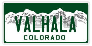 VALHALA  license plate in CO