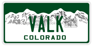 VALK  license plate in CO