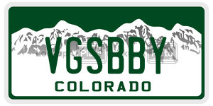VGSBBY  license plate in CO