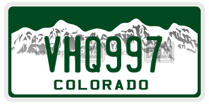 VHQ997  license plate in CO