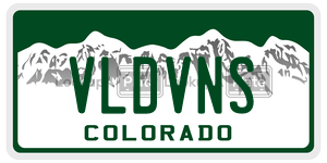 VLDVNS license plate in Colorado