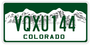 VQXU144  license plate in CO