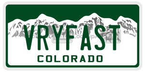 VRYFAST  license plate in CO