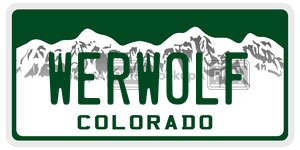 WERWOLF  license plate in CO