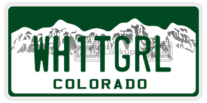 WH1TGRL  license plate in CO