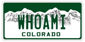 WHOAMI  license plate in CO