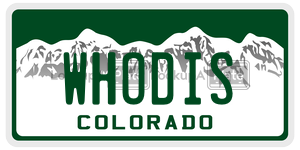 WHODIS license plate in Colorado