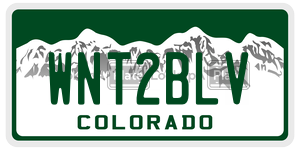 WNT2BLV license plate in Colorado