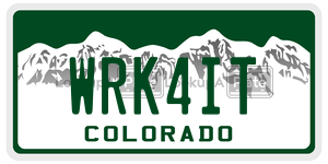 WRK4IT  license plate in CO