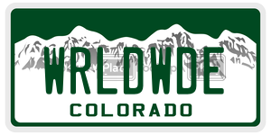 WRLDWDE  license plate in CO