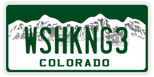 WSHKNG3  license plate in CO