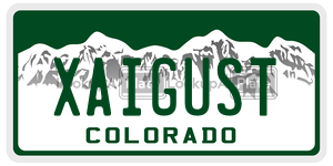 XAIGUST  license plate in CO