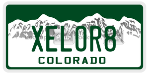 XELOR8 license plate in Colorado