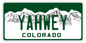 YAHWEY license plate in Colorado