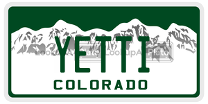 YETTI license plate in Colorado