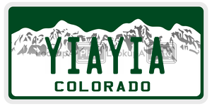 YIAYIA  license plate in CO