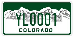 YLO001 license plate in Colorado