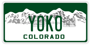YOKO license plate in Colorado
