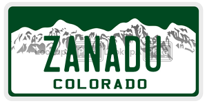 ZANADU  license plate in CO