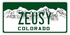 ZEUSY  license plate in CO
