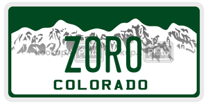 ZORO  license plate in CO