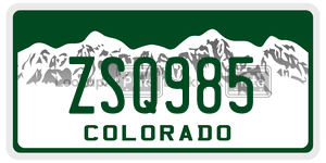 ZSQ985  license plate in CO