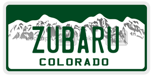 ZUBARU  license plate in CO