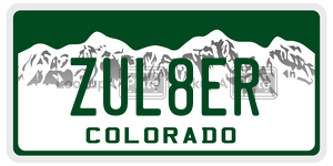 ZUL8ER  license plate in CO