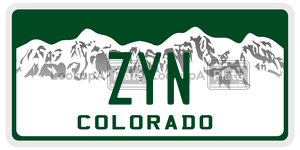 ZYN  license plate in CO
