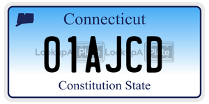 01AJCD license plate in Connecticut