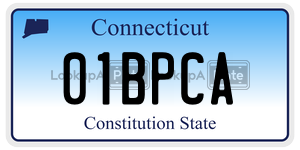 01BPCA license plate in Connecticut