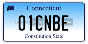 01CNBE license plate in Connecticut