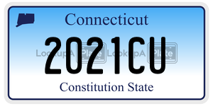 2021CU license plate in Connecticut