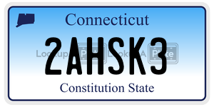 2AHSK3 license plate in Connecticut