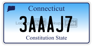 3AAAJ7 license plate in Connecticut
