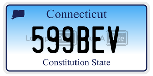 599BEV  license plate in CT