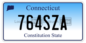 764SZA license plate in Connecticut