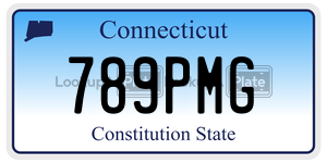 789PMG license plate in Connecticut