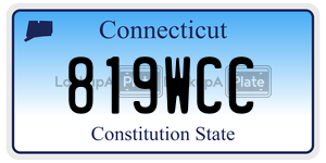 819WCC license plate in Connecticut