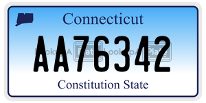AA76342  license plate in CT