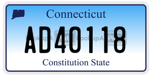 AD40118 license plate in Connecticut