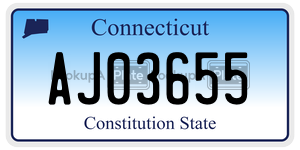 AJ03655 license plate in Connecticut