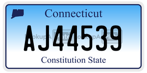 AJ44539  license plate in CT