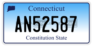 AN52587 license plate in Connecticut