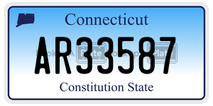 AR33587 license plate in Connecticut