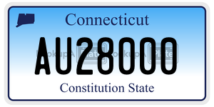 AU28000 license plate in Connecticut
