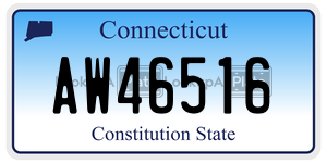 AW46516 license plate in Connecticut