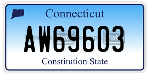 AW69603 license plate in Connecticut