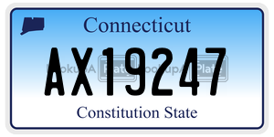 AX19247  license plate in CT