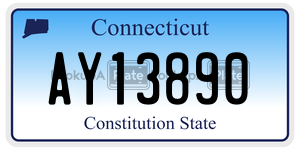 AY13890 license plate in Connecticut